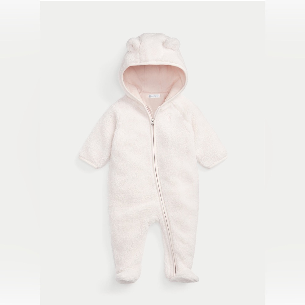 NWT Ralph Lauren Teddy Ear Fleece Bunting 9M